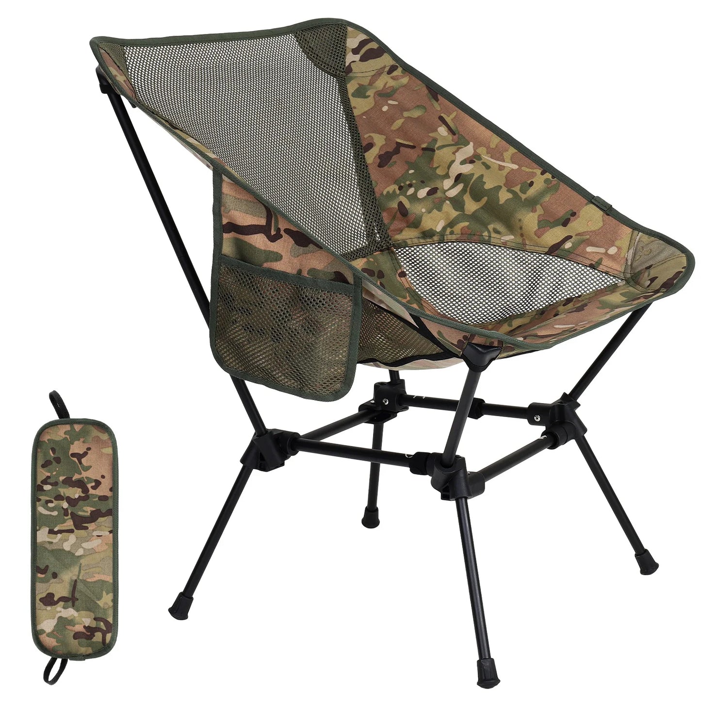 Lightweight Backpack Camping Chair, Compact Backpacking Chair Folding Camping Chair with Side Pockets, Portable Camping Chair Heavy Duty for Hiking Camping Fishing(Camouflage)