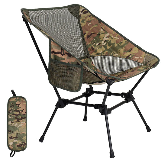 Lightweight Backpack Camping Chair, Compact Backpacking Chair Folding Camping Chair with Side Pockets, Portable Camping Chair Heavy Duty for Hiking Camping Fishing(Camouflage)